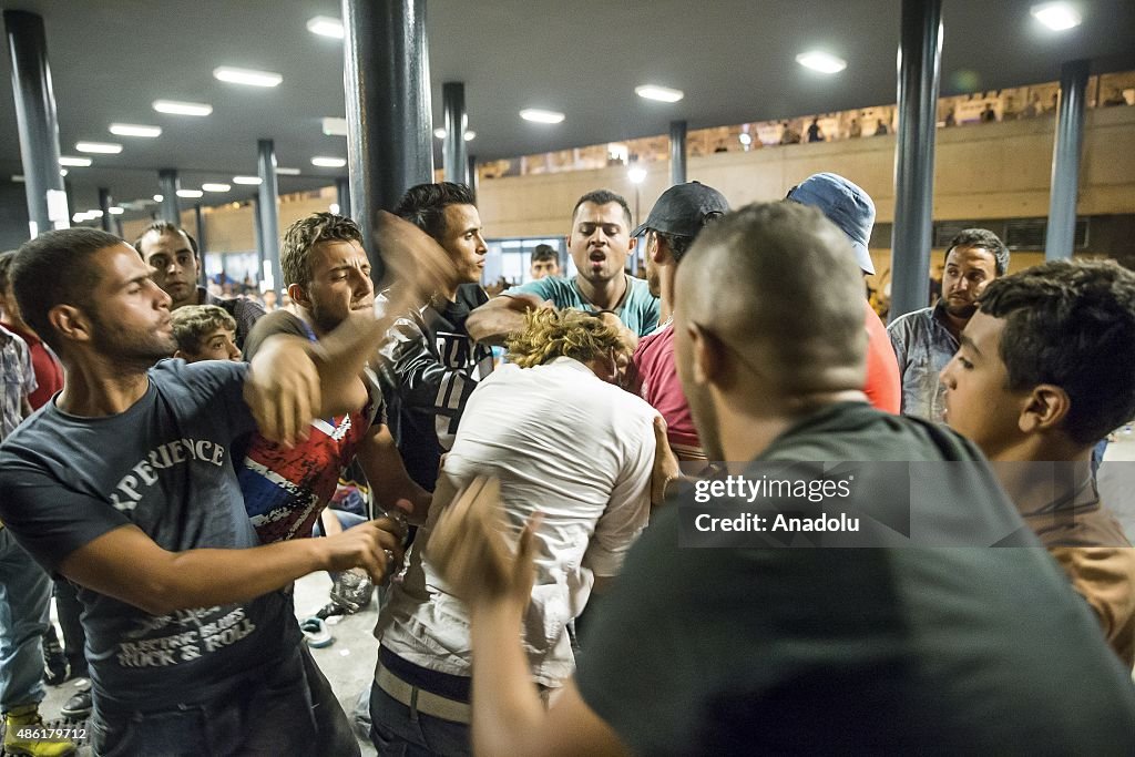 Migrants in Budapest Keleti railway station