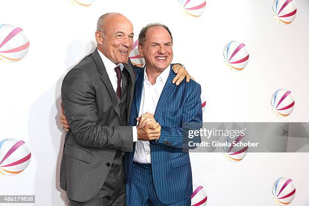 Heiner Lauterbach and Uwe Ochsenknecht during the premiere of the film 'Die Udo Honig Story' at Gloria Palast in Munich on September 1, 2015 in...