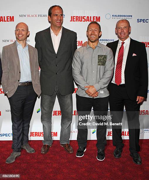 Matt Dawson, Martin Johnson, Jonny Wilkinson and Sir Clive Woodward attend the World Premiere of "Building Jerusalem" at the Empire Leicester Square...