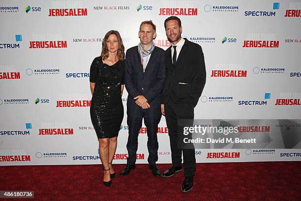 Producer Victoria Gregory, director James Erskine and guest attend the World Premiere of "Building Jerusalem" at the Empire Leicester Square on...