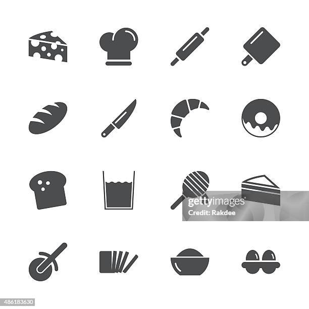 bakery icons - gray series - baking soda water stock illustrations
