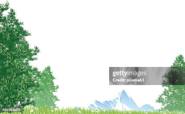 mountain forest - holding spring roll stock illustrations