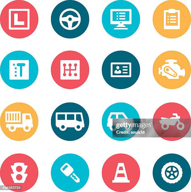 driving icons - driving lessons l plate stock illustrations