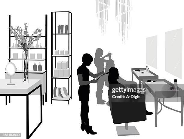 friseur salon silhouetten - friseursalon stock-grafiken, -clipart, -cartoons und -symbole