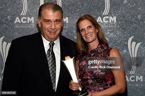 Bob Romeo and Casino-Medium Capacity of the Year Award recipient Nathalie Binette of the MGM Grand Casino pose backstage during the 9th Annual ACM...