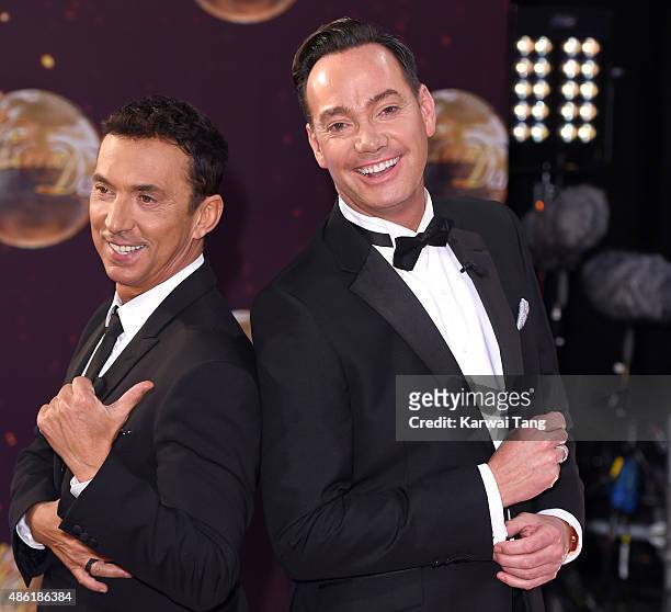 Bruno Tonioli and Craig Revel Horwood attend the red carpet launch of "Strictly Come Dancing 2015" at Elstree Studios on September 1, 2015 in...