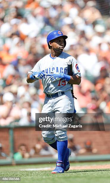 August 27: Jonathan Herrera of the Chicago Cubs stands on the field during the game against the San Francisco Giants at AT&T Park on August 27, 2015...