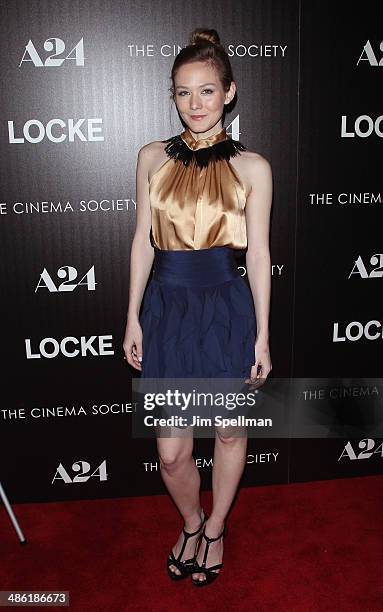 Actress Louisa Krause attends the A24 and The Cinema Society premiere of "Locke" at The Paley Center for Media on April 22, 2014 in New York City.