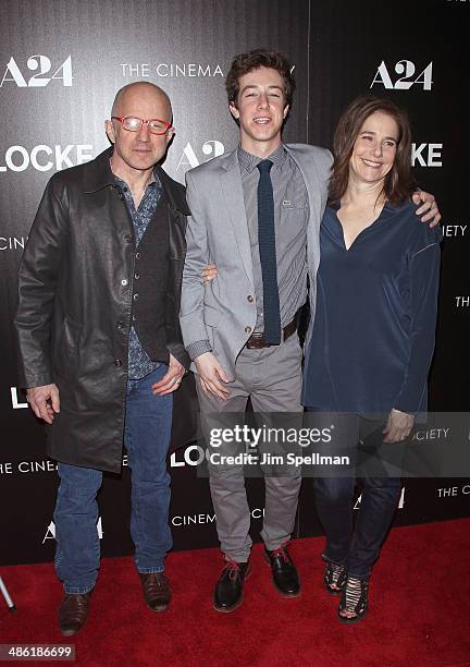 Arliss Howard, Gideon Babe Ruth Howard and Debra Winger attend the A24 and The Cinema Society premiere of "Locke" at The Paley Center for Media on...