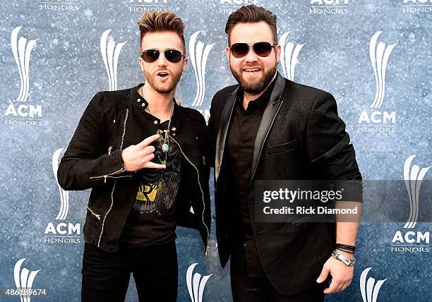 Colton and Zach Swon of the Swon Brothers attend the 9th Annual ACM Honors at the Ryman Auditorium on September 1, 2015 in Nashville, Tennessee.