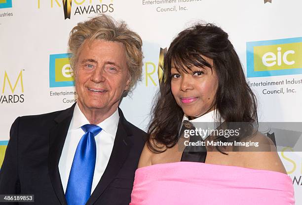 Radio personality Shadoe Stevens and Beverly Cunningham arrive at the 18th Annual PRISM Awards at Skirball Cultural Center on April 22, 2014 in Los...