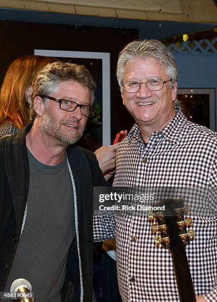 Americana CEO Jed Hilly and Rock & Roll Hall of Fame member Richie Furay during the SoundExchange Influencers Series launch at Bluebird Cafe on April...