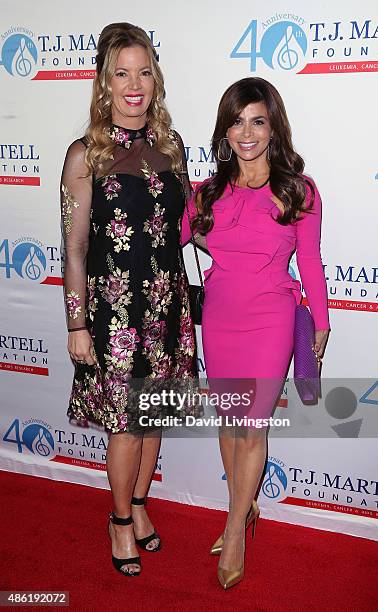 Los Angeles Lakers president Jeanie Buss and TV personality Paula Abdul attend the T.J. Martell Foundation's Spirit of Excellence Awards at the...