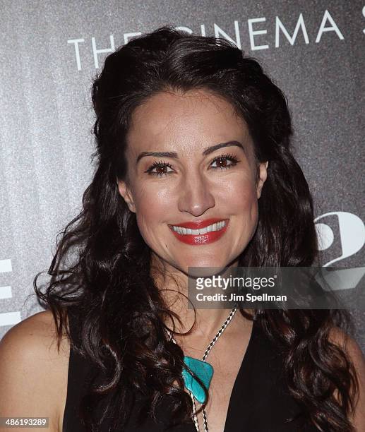 Actress America Olivo attends the A24 and The Cinema Society premiere of "Locke" at The Paley Center for Media on April 22, 2014 in New York City.