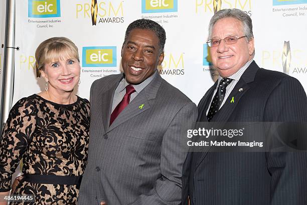 Linda Kingsberg, actor Ernie Hudson and President & CEO, Entertainment Industries Council Brian Dyak arrive at the 18th Annual PRISM Awards at...