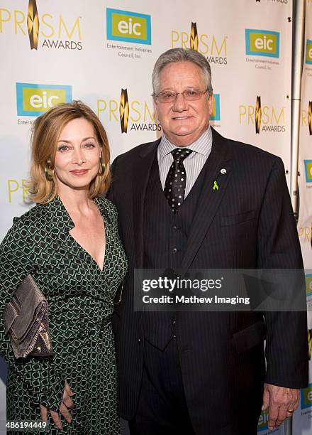 Actress Sharon Lawrence and President & CEO, Entertainment Industries Council Brian Dyak arrive at the 18th Annual PRISM Awards at Skirball Cultural...