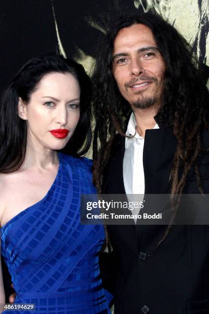 Actress Evis Xheneti and musician James Shaffer attend the "The Quiet Ones" Los Angeles premiere held at The Theatre At Ace Hotel on April 22, 2014...