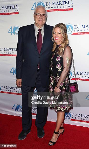 Basketball executive Phil Jackson and Los Angeles Lakers president Jeanie Buss attend the T.J. Martell Foundation's Spirit of Excellence Awards at...