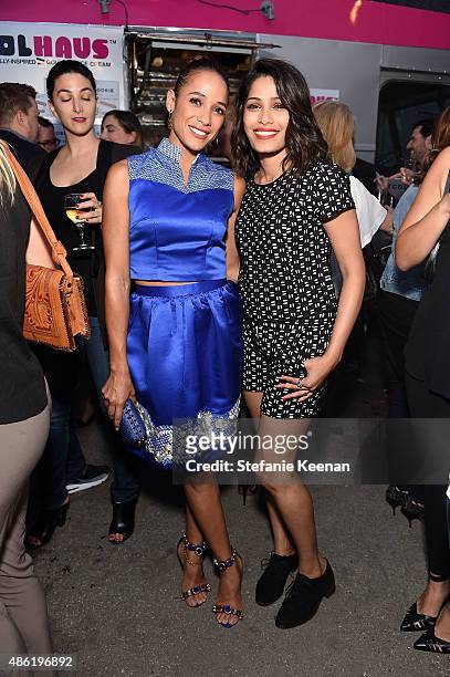 Dania Ramirez and Freida Pinto attend The A List 15th Anniversary Party on September 1, 2015 in Beverly Hills, California.