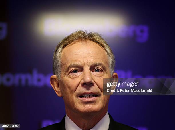 Former British Prime Minister Tony Blair speaks at Bloomberg on April 23, 2014 in London, England. In his speech to financial workers Mr Blair warned...