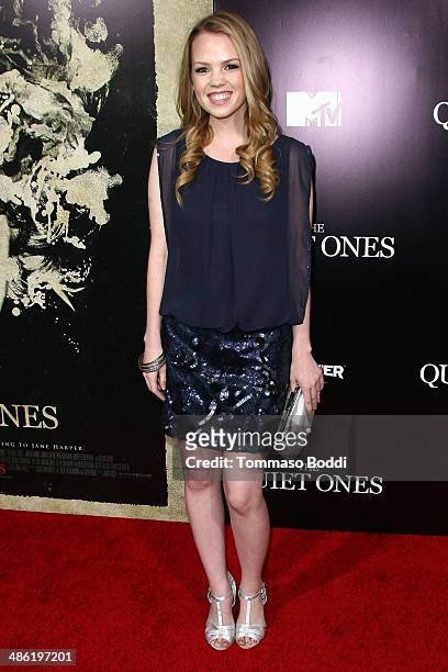 Actress Abbie Cobb attends the "The Quiet Ones" Los Angeles premiere held at The Theatre At Ace Hotel on April 22, 2014 in Los Angeles, California.