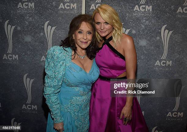 Loretta Lynn and Miranda Lambert backstage during the 9th Annual ACM Honors at the Ryman Auditorium on September 1, 2015 in Nashville, Tennessee.