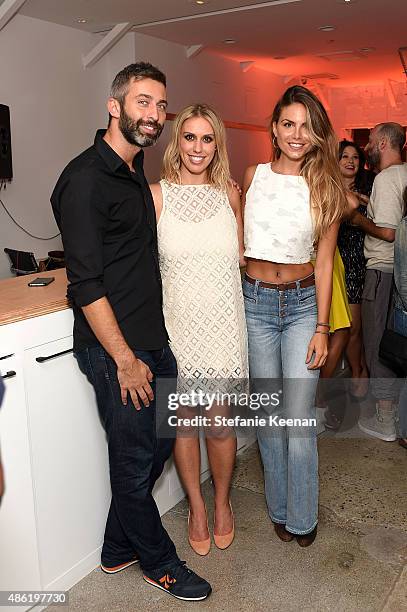 Milan Blagojevic, Monica Lambert and Nina Senicar attend The A List 15th Anniversary Party on September 1, 2015 in Beverly Hills, California.