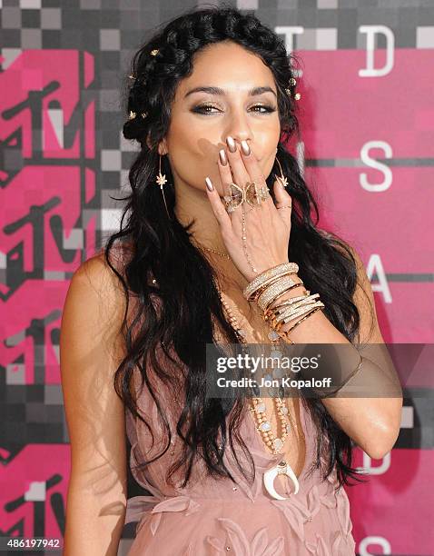 Actress Vanessa Hudgens arrives at the 2015 MTV Video Music Awards at Microsoft Theater on August 30, 2015 in Los Angeles, California.