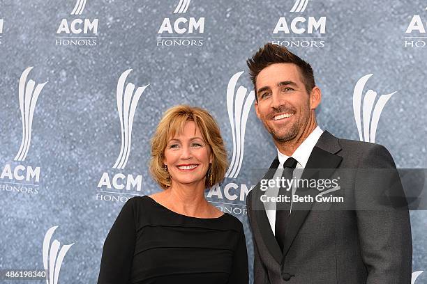 Mitzi Owen and Jake Owen attend the 9th Annual ACM Honors at Ryman Auditorium on September 1, 2015 in Nashville, Tennessee.