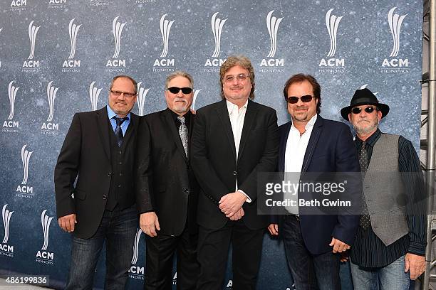 John Dittrich, Paul Gregg, Dave Innis, Greg Jennings, and Larry Stewart of band Restless Heart attend the 9th Annual ACM Honors at Ryman Auditorium...