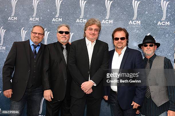 John Dittrich, Paul Gregg, Dave Innis, Larry Stewart, and Greg Jennings of Restless Heart attend the 9th Annual ACM Honors at Ryman Auditorium on...