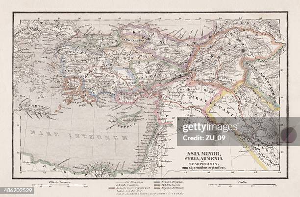 seleucid empire, 3rd to 2nd century bc, published in 1861 - map of armenia stock illustrations