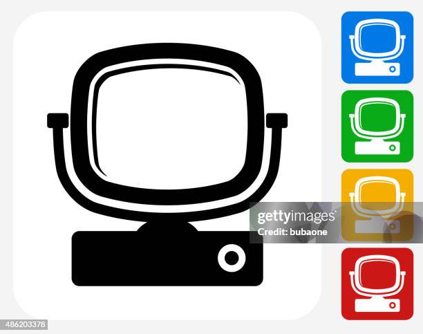 television icon flat graphic design - vintage television white background stock illustrations