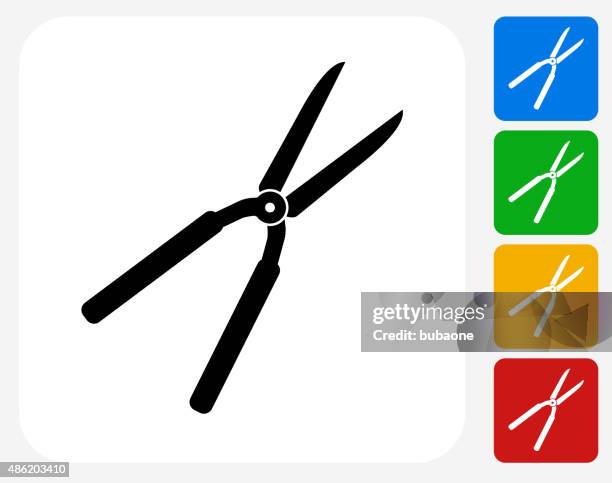 shears icon flat graphic design - hedge trimming stock illustrations