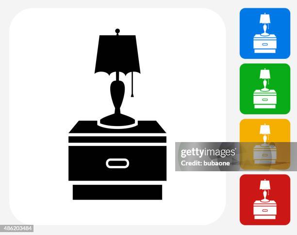 night stand and lamp icon flat graphic design - bedside table stock illustrations