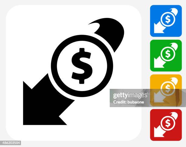 decrease in dollar rate icon flat graphic design - rate decrease stock illustrations