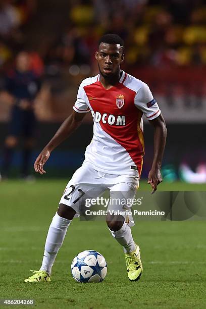 Thomas Lemar of Monaco in action during the UEFA Champions League qualifying round play off second leg match between Monaco and Valencia on August...