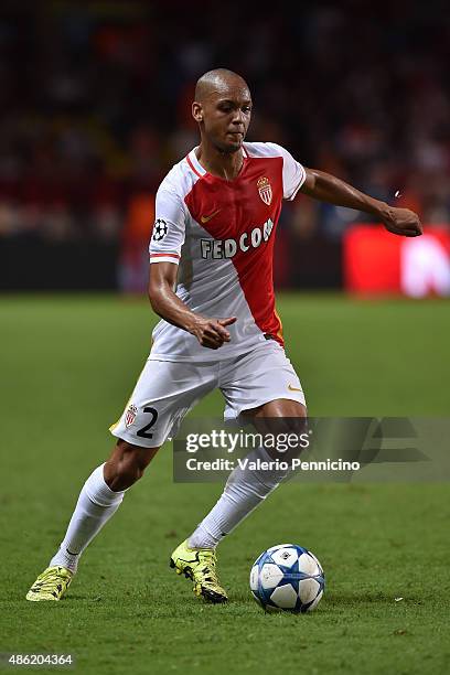 Fabinho of Monaco in action during the UEFA Champions League qualifying round play off second leg match between Monaco and Valencia on August 25,...