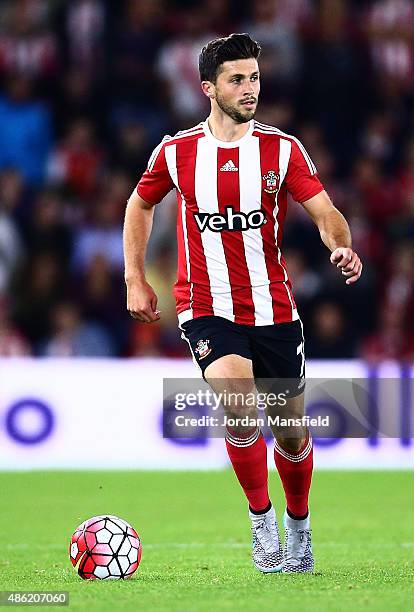 Shane Long of Southampton in action during the UEFA Europa League Play Off Round 1st Leg between Southampton and Midtjylland at St Mary's Stadium on...