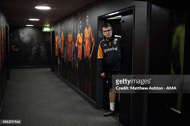 View down the players tunnel at Molineux Stadium home of Wolverhampton Wanderers during the Capital One Cup match between Wolverhampton Wanderers and...