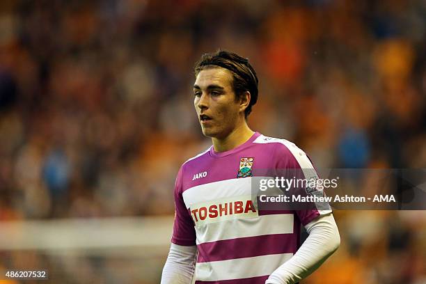 Sam Muggleton of Barnet during the Capital One Cup match between Wolverhampton Wanderers and Barnet at Molineux on August 25, 2015 in Wolverhampton,...