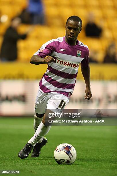 Mauro Vilhete of Barnet during the Capital One Cup match between Wolverhampton Wanderers and Barnet at Molineux on August 25, 2015 in Wolverhampton,...