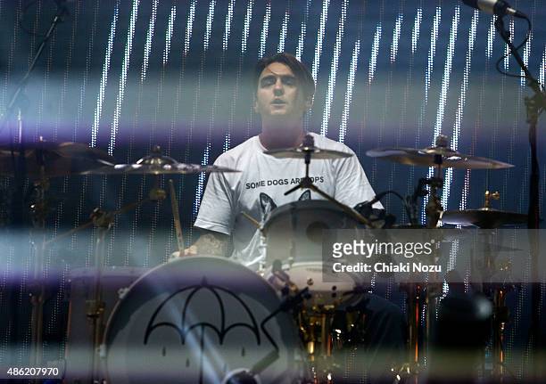 Matt Nicholls of Bring Me The Horizon performs on Day 2 of the Reading Festival at Richfield Avenue on August 29, 2015 in Reading, England.