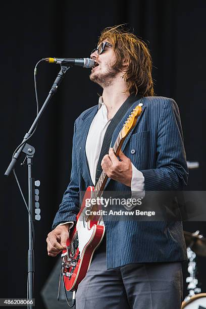 Samuel Thomas Fryer of Palma Violets performs on the main stage at Leeds Festival at Bramham Park on August 29, 2015 in Leeds, England.