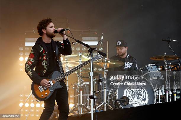 Mike Kerr and Ben Thatcher of Royal Blood perform on Day 2 of the Reading Festival at Richfield Avenue on August 29, 2015 in Reading, England.