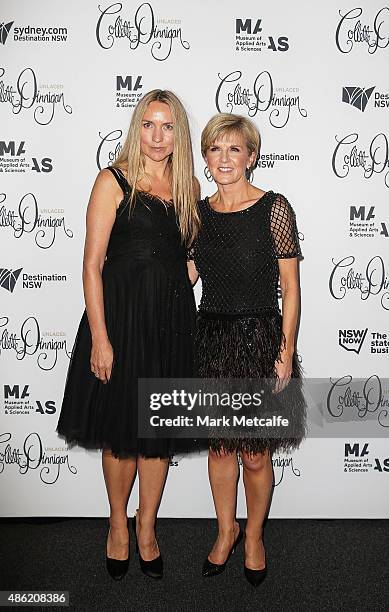 Australian Minister for Foreign Affairs, Julie Bishop and Collette Dinnigan arrive at the Collette Dinnigan 'Unlaced' Exhibition launch at the Museum...