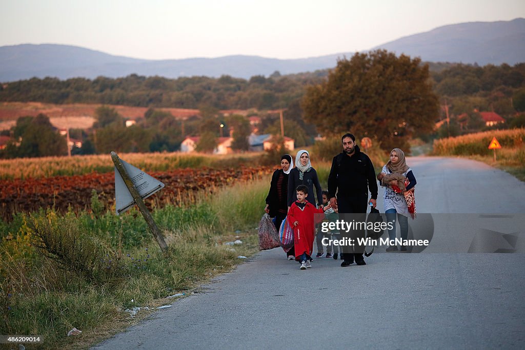 Migrants Gather At Greece-Macedonia Border As They Continue Their Journey Into Europe