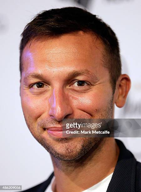 Ian Thorpe arrives at the Collette Dinnigan 'Unlaced' Exhibition launch at the Museum of Applied Arts & Sciences on September 2, 2015 in Sydney,...