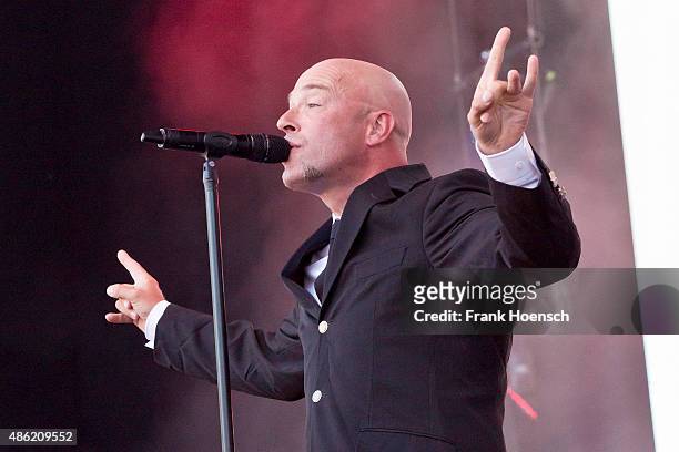 German singer Der Graf of Unheilig performs live during The Stars For Free 2015 concert at the Kindlbuehne Wuhlheide on August 29, 2015 in Berlin,...