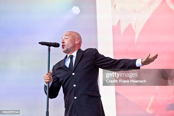German singer Der Graf of Unheilig performs live during The Stars For Free 2015 concert at the Kindlbuehne Wuhlheide on August 29, 2015 in Berlin,...